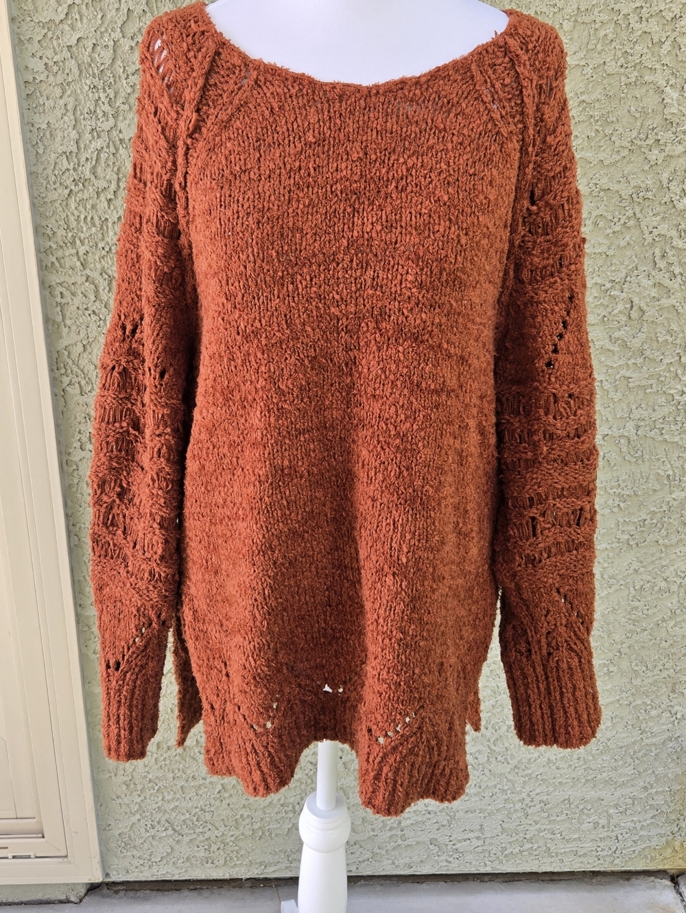 Anthropoligie Pilcro Chunky Off-Shoulder Rust Sweater - Women's Cozy Pullover - Picture 4 of 11